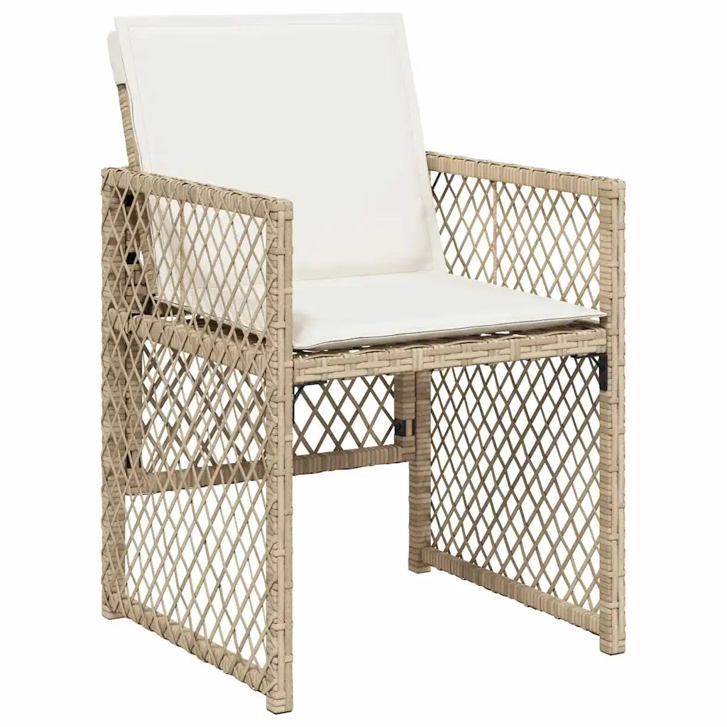Set da Pranzo da Giardino 9 pz con Cuscini Beige in Polyrattan 3210784