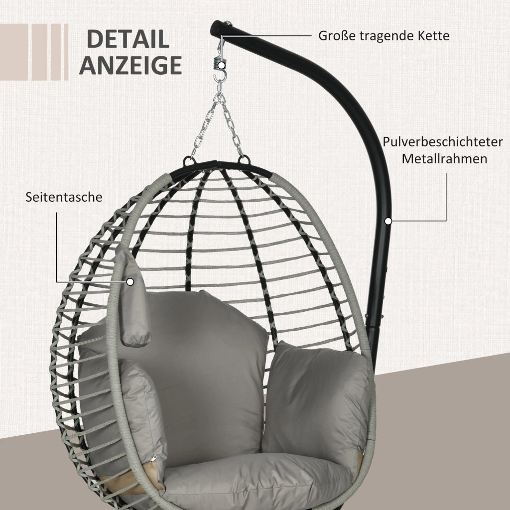 Poltrona a dondolo con cuscini ¨C Minimal ¨C Grigio, tessuto, metallo