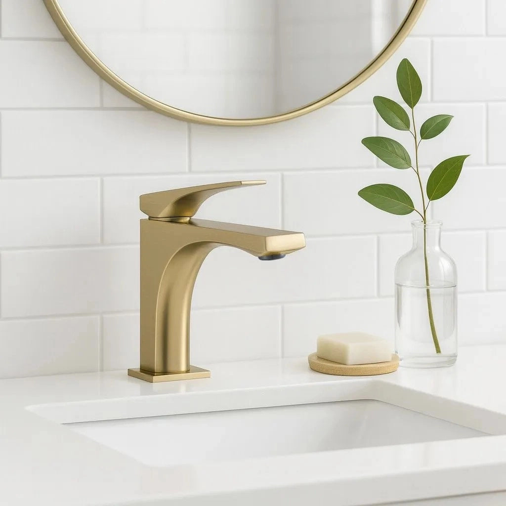 Rubinetto Da Lavabo Premium Rea Joe Brush Gold Low