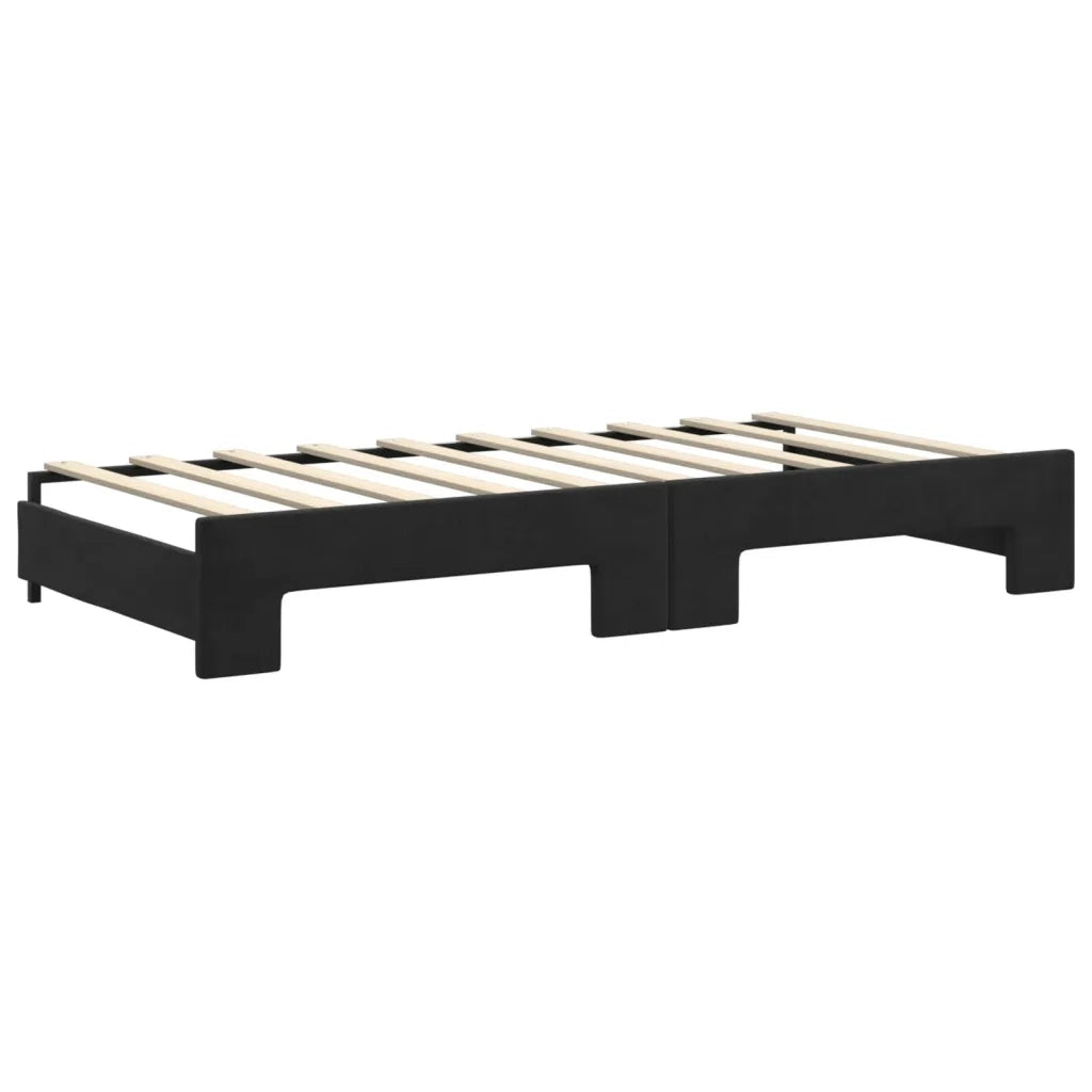 Divano Letto Estraibile con Cassetti Nero 90x190 cm in Velluto 3197834