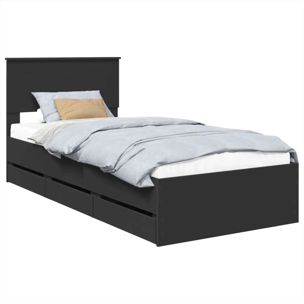 Struttura del letto Nero 75 x 190 cm Legno Ingegnerizzato