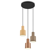 Lampada a sospensione 3 diffusori, metallo, multicolor, 37x150 cm, Agudo