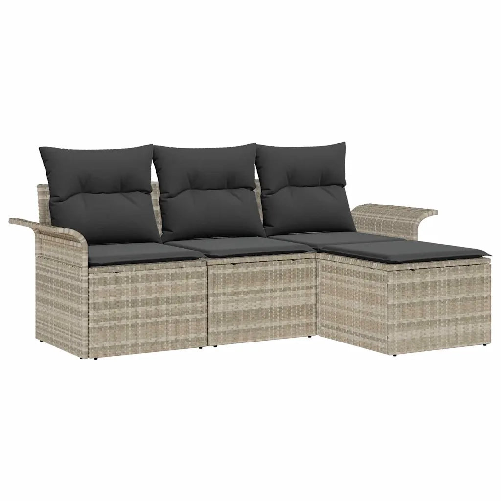 Set di divani con cuscino 4 pcs Grigio polyrattan