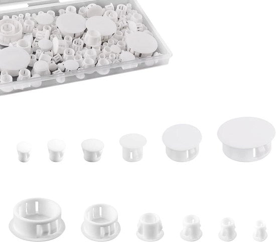 6 Set di Stoppi per Fori 3/16" 1/4" 5/16" 3/8" 1/2" 1" in Plastica Bianca per Mobili Cucina e Arredamento