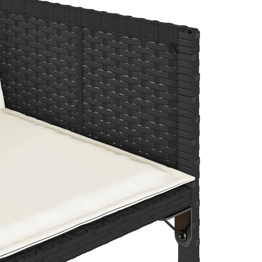Set da Pranzo da Giardino 7 pz Nero con Cuscini in Polyrattan 3278042