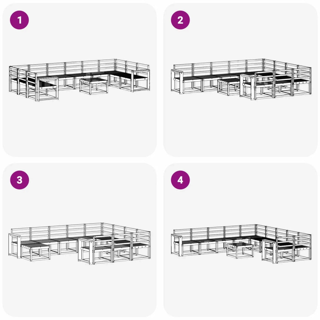 Set di divani da esterno 11 pcs Naturale