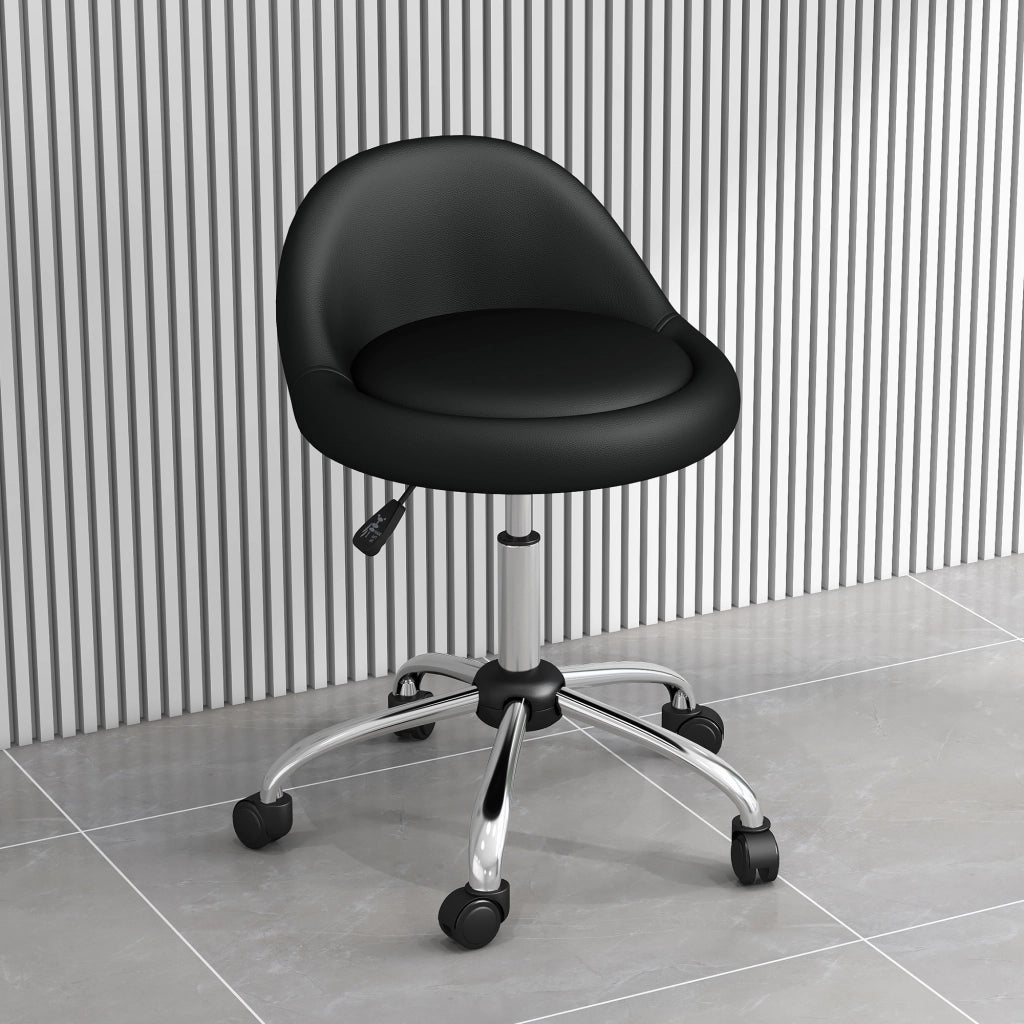 Sgabello da lavoro girevole con rotelle ¨C zephmum ¨C nero altezza regolabile 53-73 cm