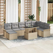 Set Divano da Giardino con cuscino 9 pcs Beige polyrattan 3348336