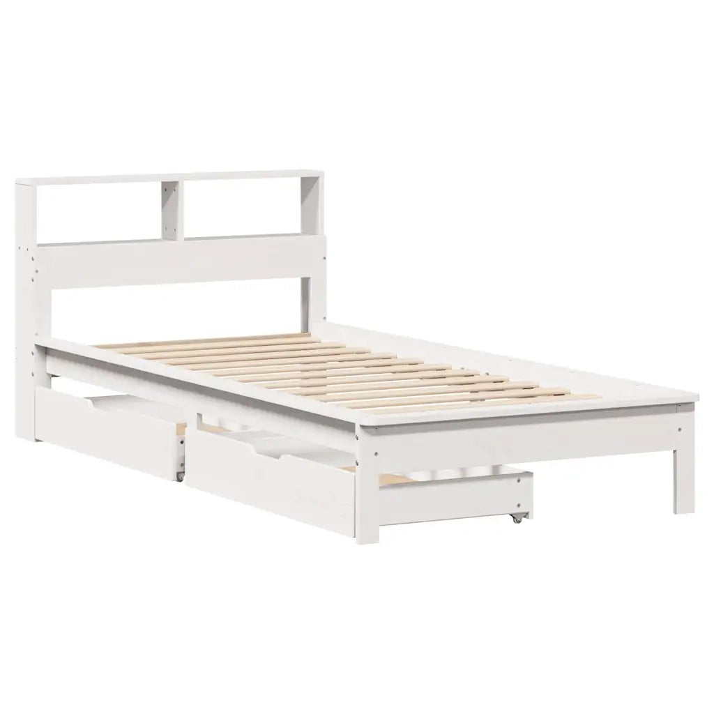Letto Libreria senza Materasso Bianco 100x200 cm Legno di Pino