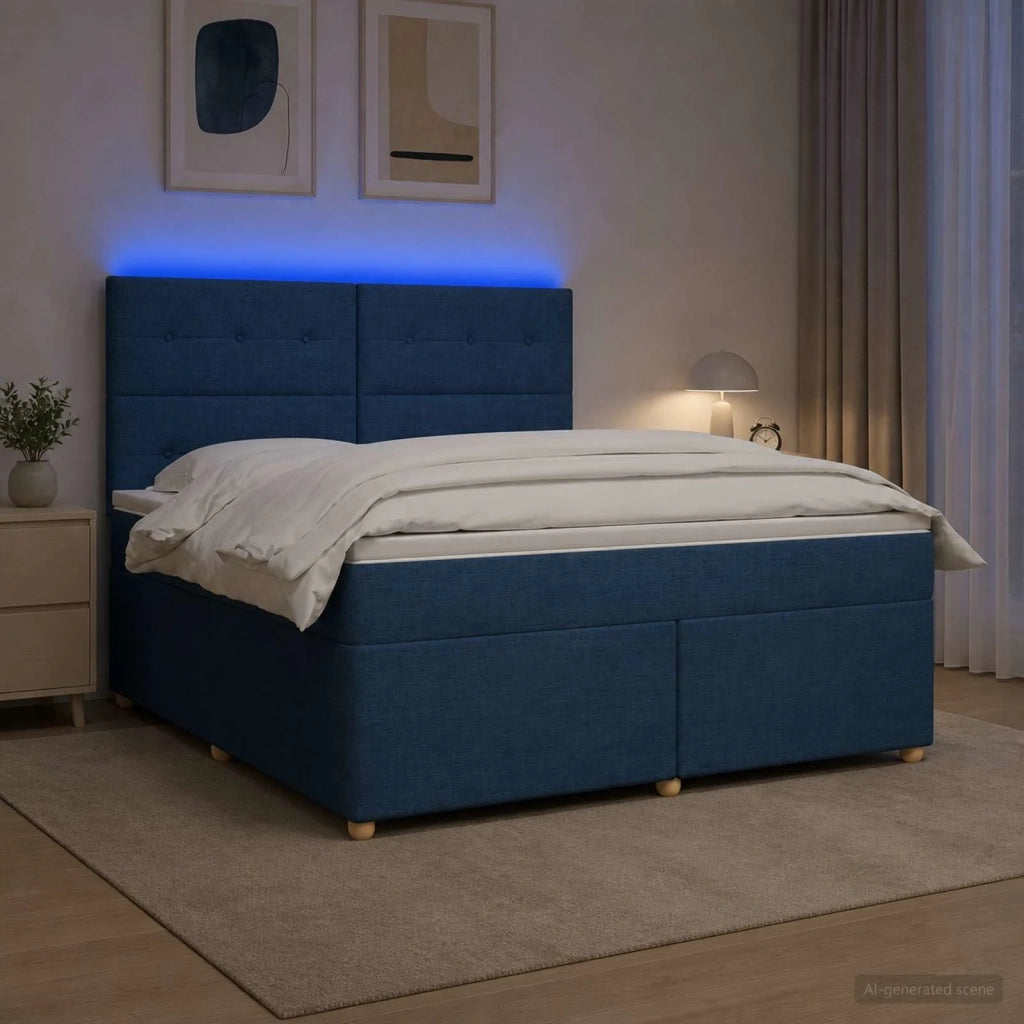 Letto box spring con materasso Blu 140 x 200 cm Tessuto 3455370