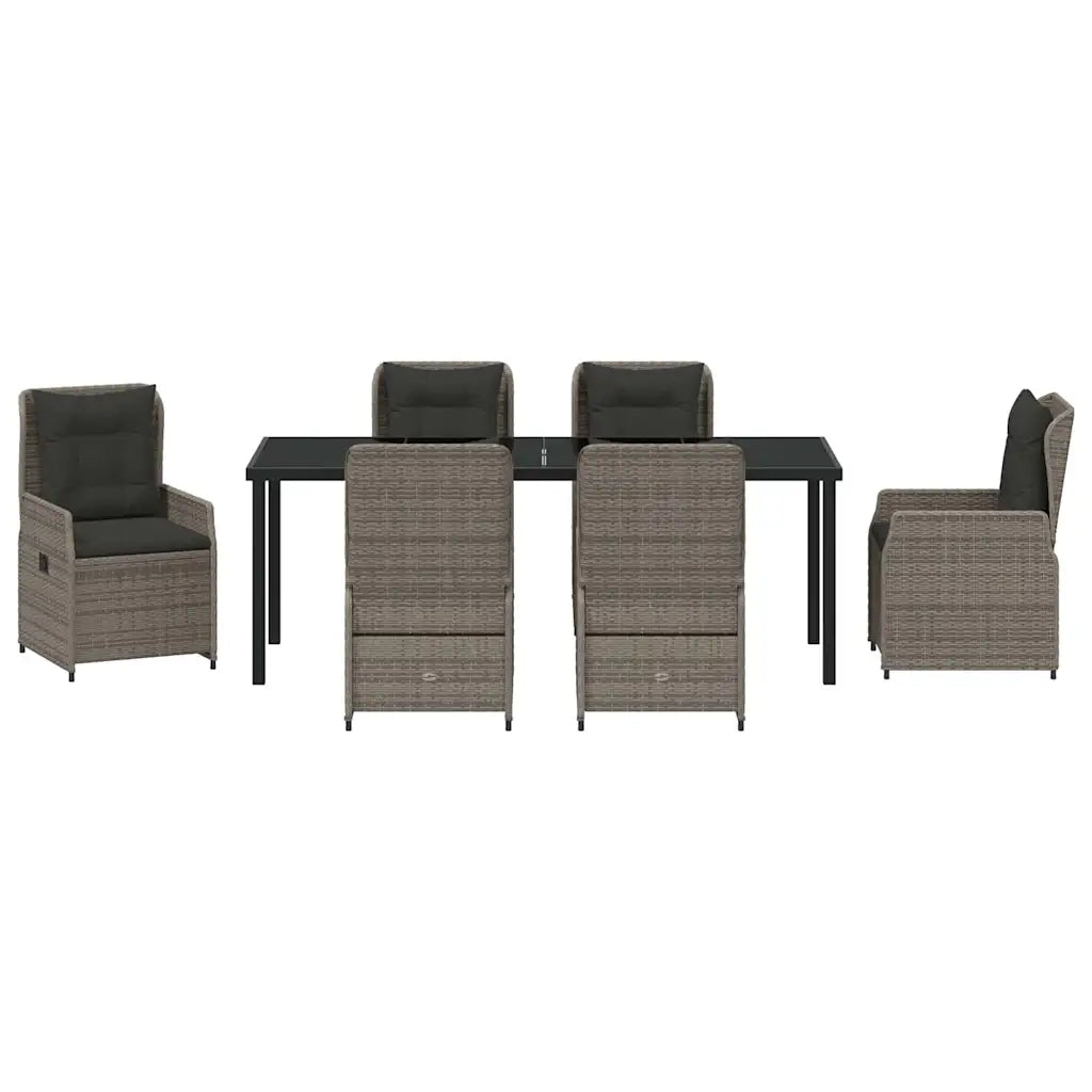 Set da Pranzo per Giardino 7 pcs Grigio polyrattan 3380958