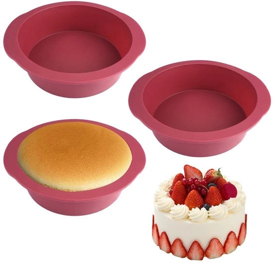 3 pezzi di forme da torta in silicone rotonde antiscivolo 15cm