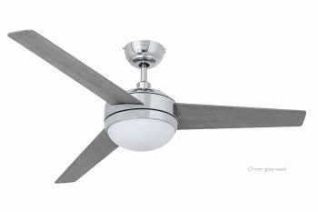 Vam Ventilatore da soffitto Cromato 132 cm Grey wash luce 2xE27 & Telecomando con Sensore Temperatura