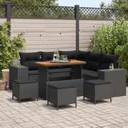 Set Divano da Giardino con cuscino 9 pcs Nero polyrattan 3363959