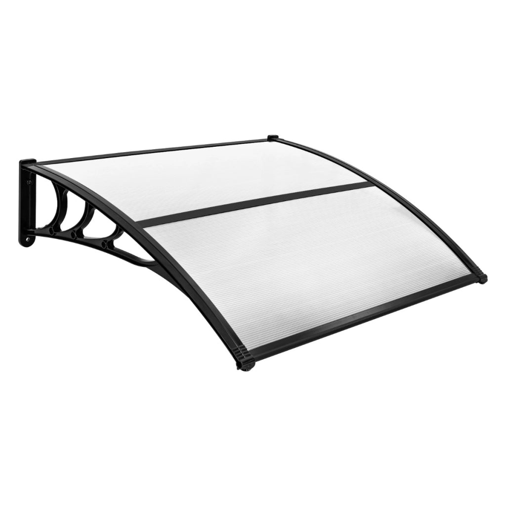 Tettoia per porta finestra da 122 x 99 cm in policarbonato a pannelli cavi, Tettoia da esterno per protezione da sole Grigio-Tende parasole
