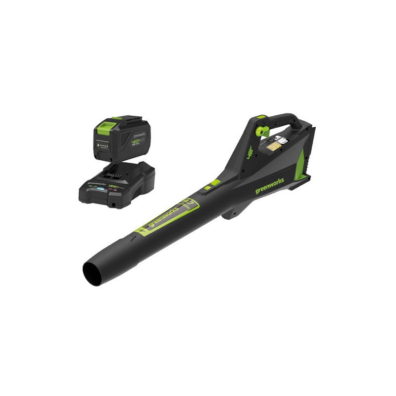 Soffiatore assiale a batteria 48 V con kit 2 Ah e caricabatterie – Greenworks GD48ABK2