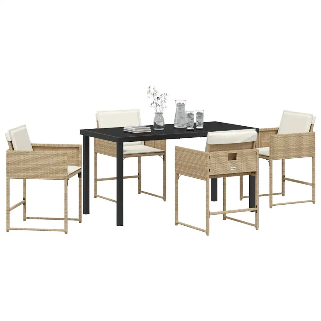 Set da Pranzo per Giardino 5 pcs Beige polyrattan
