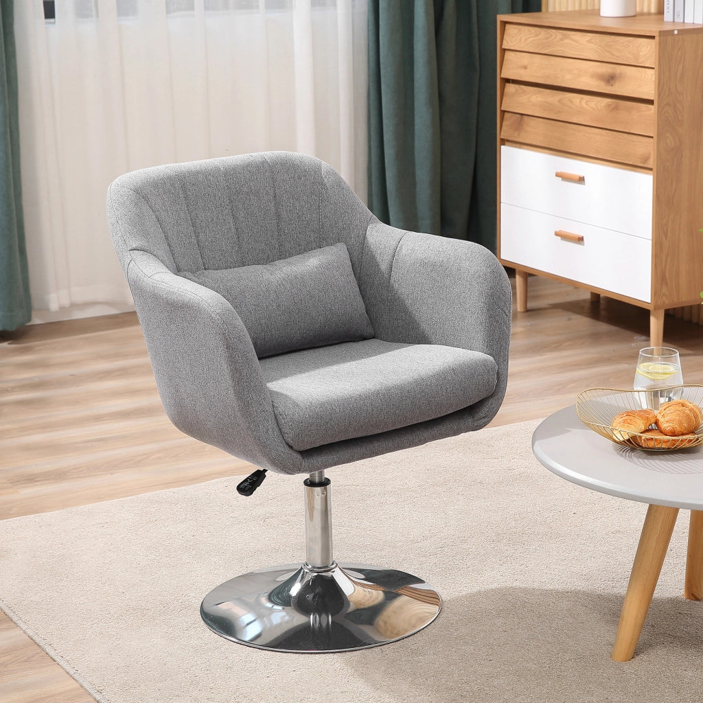 Sedia Girevole con Cuscino e Bracciolo ¨C Minimal ¨C Grigio 60x60x79-91 cm
