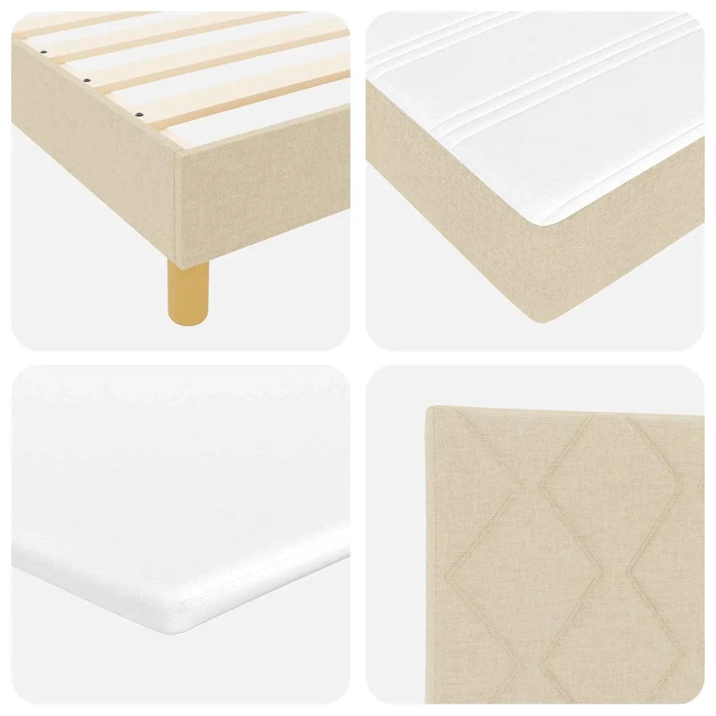 Letto a molle con materasso Crema 200 x 200 cm Tessuto 3340302