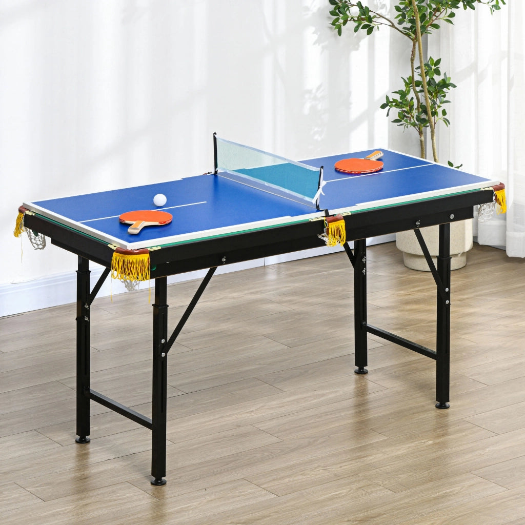 Tavolo da biliardo e ping pong 2 in 1 ¨C zephmum ¨C Blu/Verde, 140x63x80cm