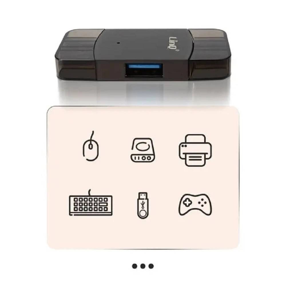 Trade Shop - Adattatore Otg 2in1 Type-c + Lightning + 2xusb Femmina Otg-u829 Trasferimento Dati -