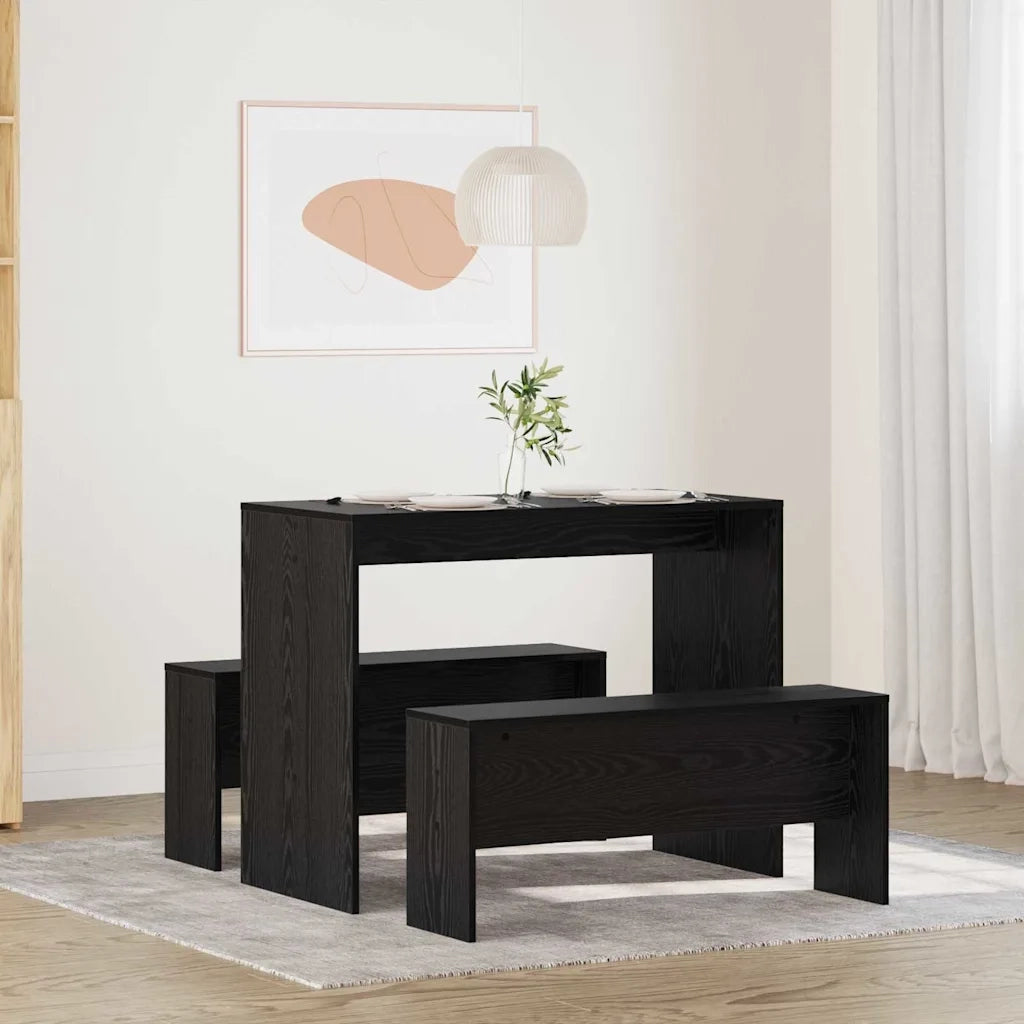 Set da pranzo 2 pcs Rovere nero Legno multistrato 875221