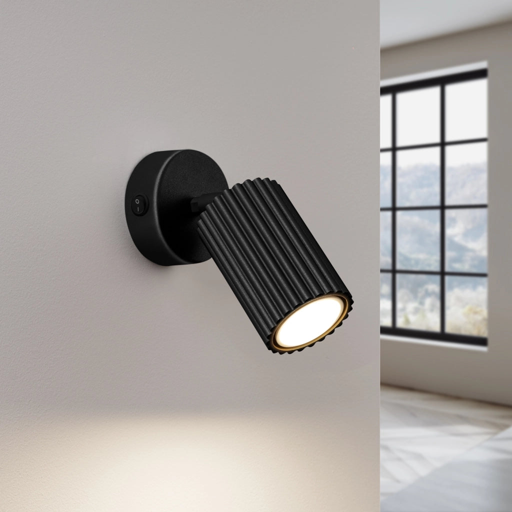 Lampada a parete KARBON nera con interruttore