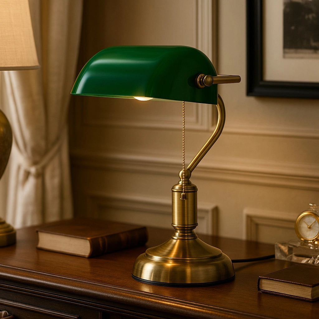 Lampada da tavolo Bank verde oro E27 Kaja K-MT-207