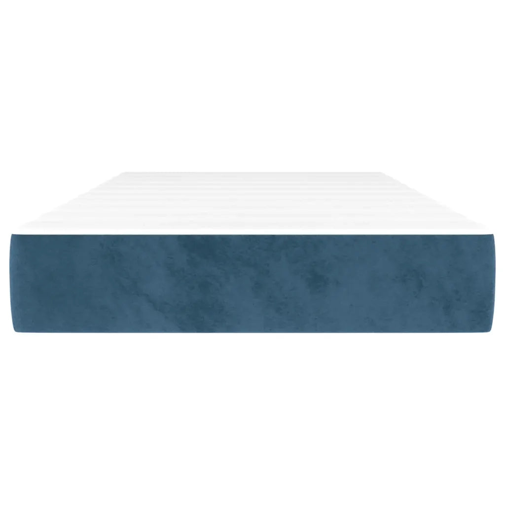 Materasso a Molle Insacchettate Rigidità Media Blu Scuro 90x200x20 cm in Velluto 347732