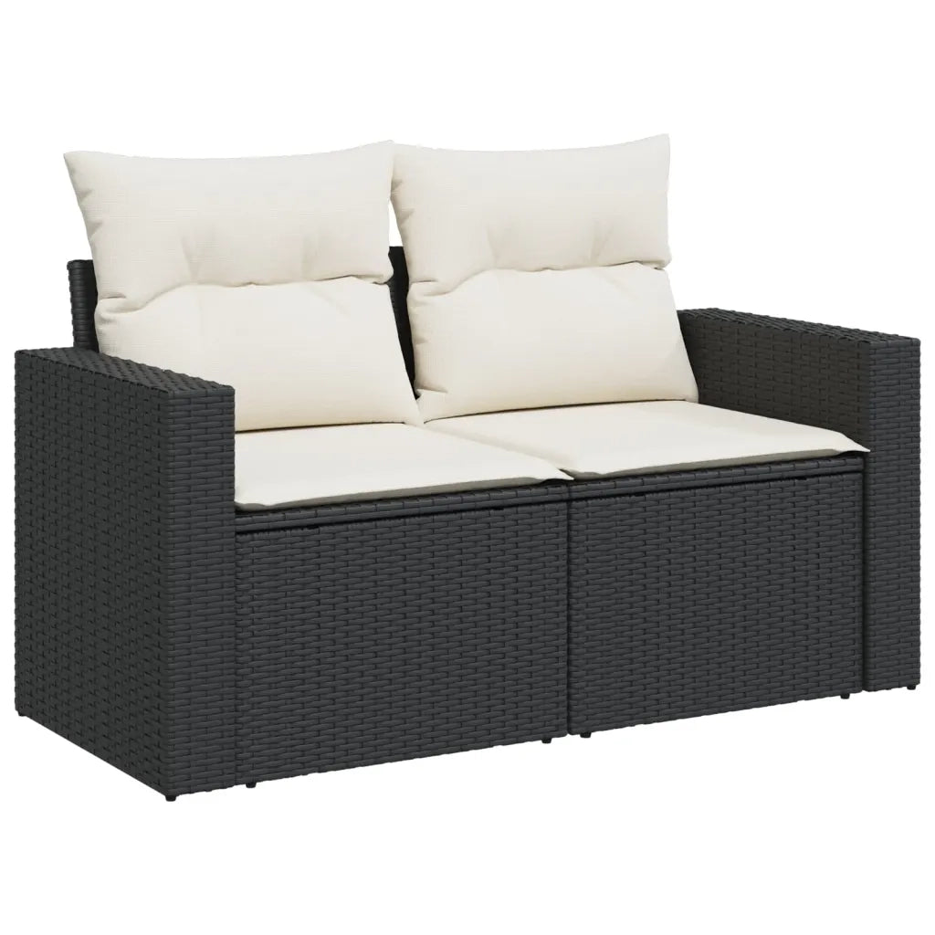 Set Divani da Giardino 5 pz con Cuscini in Polyrattan Nero 3218876