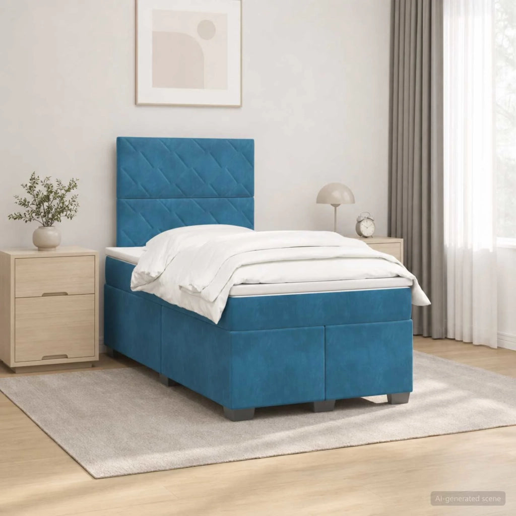Letto box spring con materasso Blu 120 x 190 cm Velluto 3453612