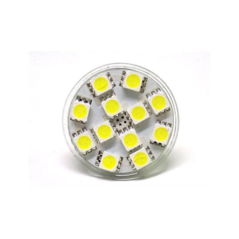 Lampada LED MR11 GU4 12 SMD 5050 2W Bianco Freddo 12V DC Per Lampadario