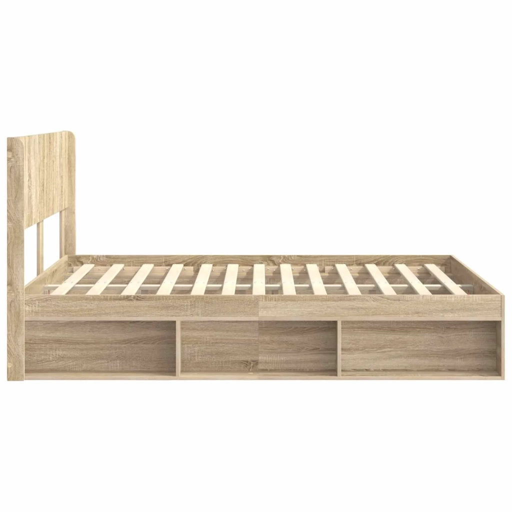 Struttura del letto con stoccaggio e testata-Giroletto con contenitore Rovere Sonoma 608390