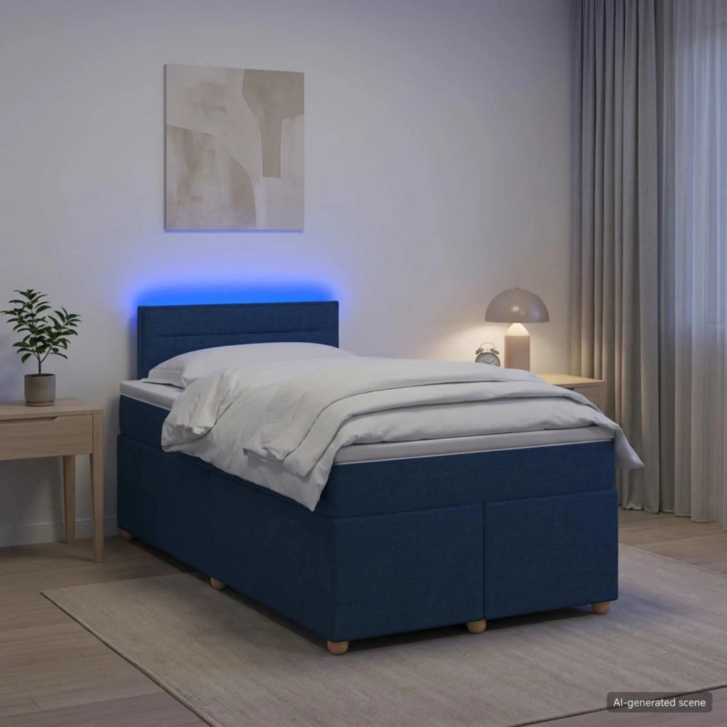 Letto box spring con materasso Blu 120 x 190 cm Tessuto 3452372