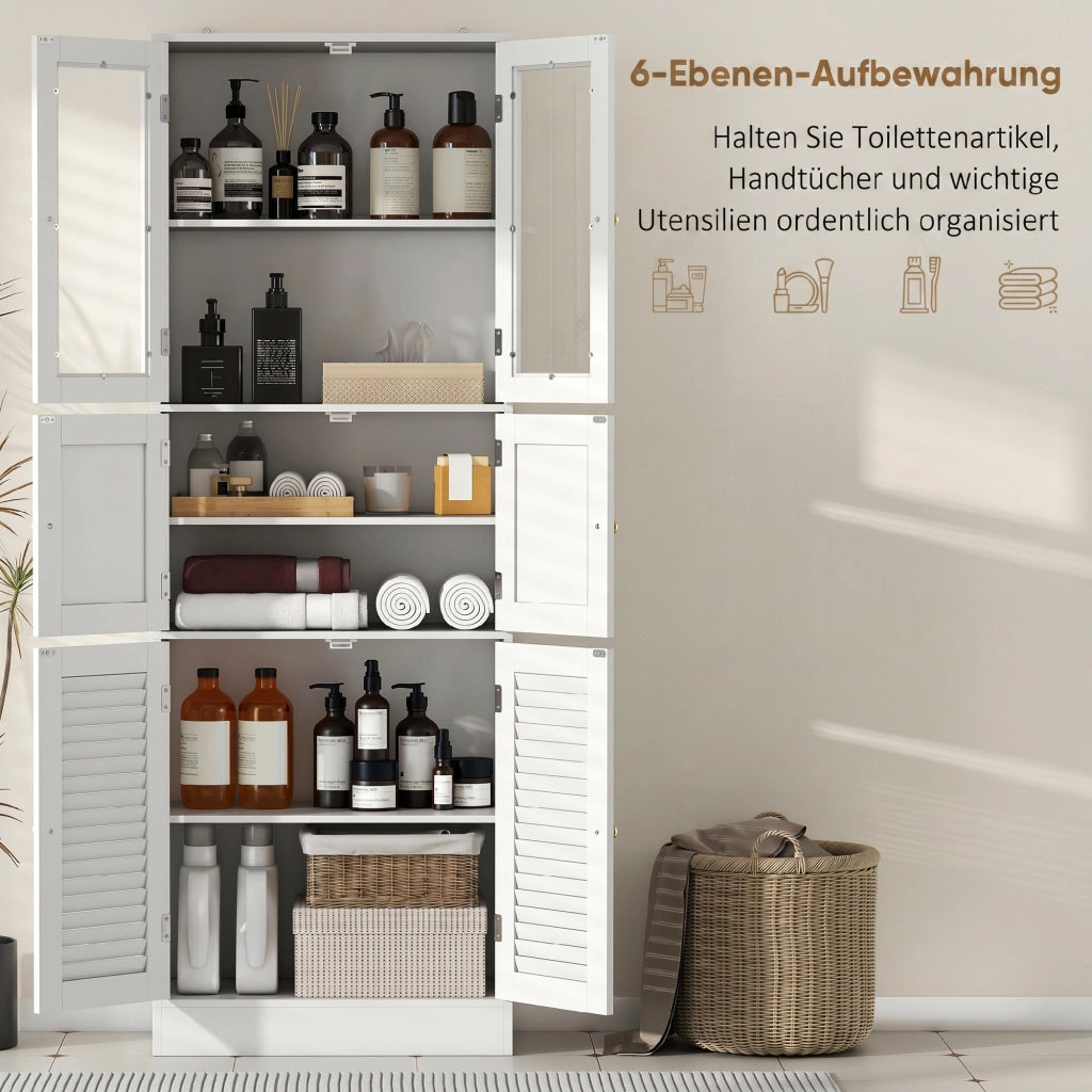 Mobile alto bagno ¨C Xylo ¨C 6 ante con vetro e persiana, ripiano regolabile, bianco