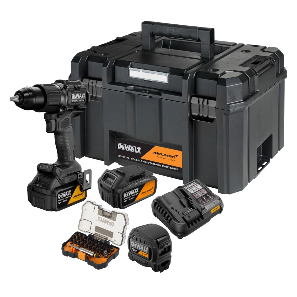 Trapano Avvitatore a Percussione DeWalt XR 18V Brushless McLaren Edition DCD86MP2KT-QW con 2 Batterie 5,0Ah e Valigetta TSTAK