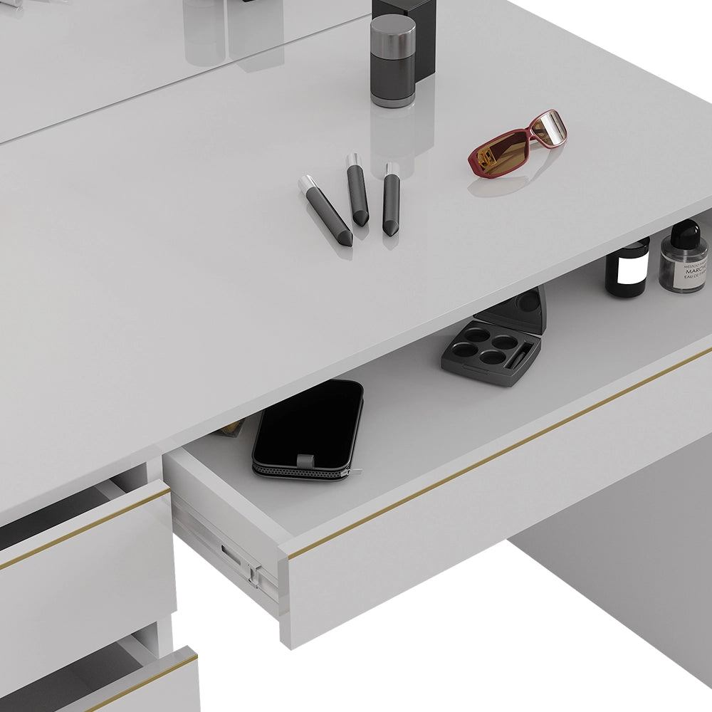 Vicco Set tavolino da toilette Bianco/Oro 55 cm con sgabello