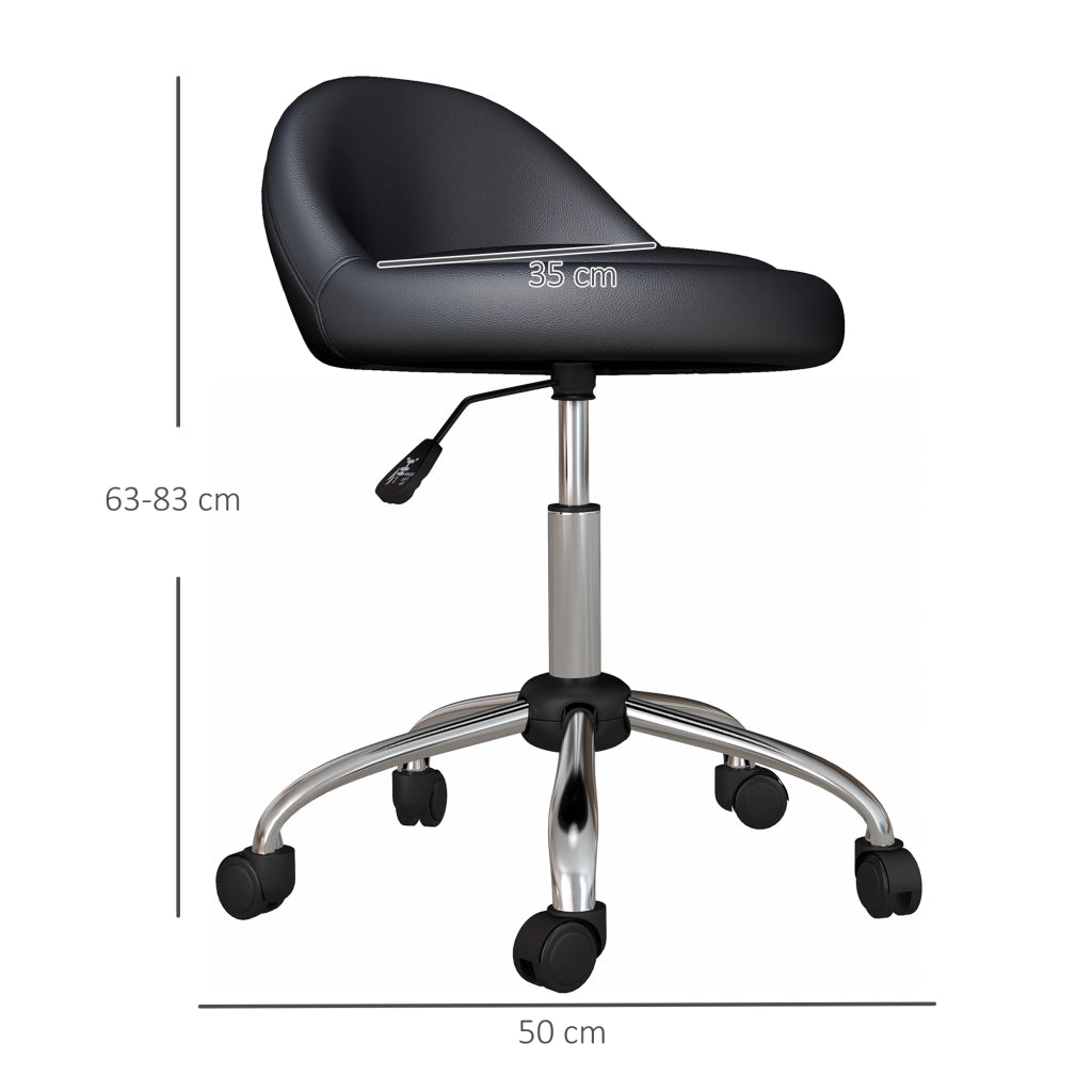 Sgabello da lavoro girevole con rotelle ¨C zephmum ¨C nero altezza regolabile 53-73 cm
