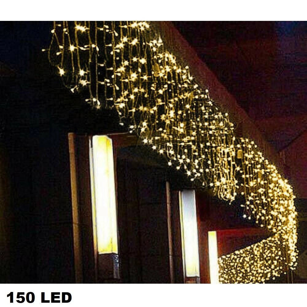 Trade Shop - Tenda Luminosa Di Natale Led Esterno Luci 150 Led 5 Mt X 0,75 Cm Bianco Caldo -