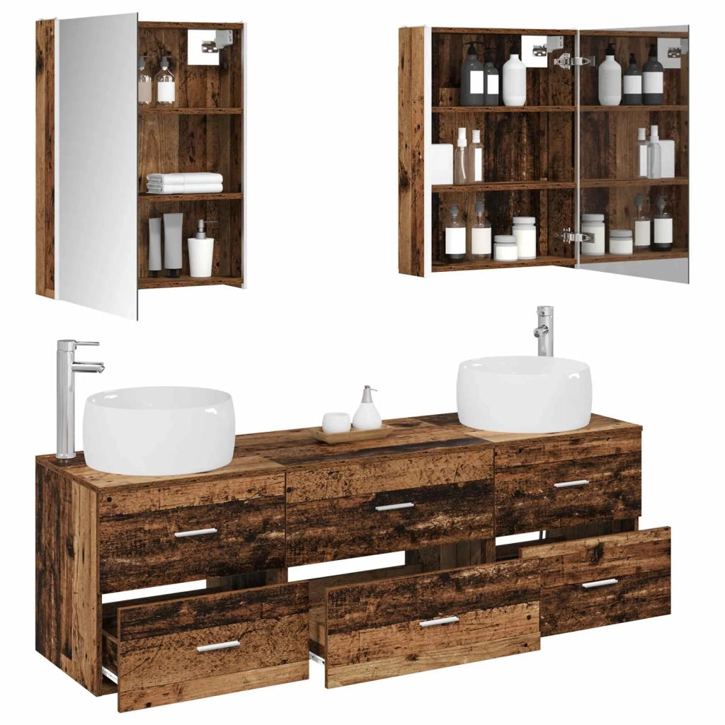 Set di mobili per il bagno 5 pz Legno antico 3407013
