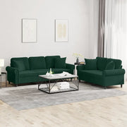Set di Divani 2 pz con Cuscini Verde Scuro in Velluto 3202272
