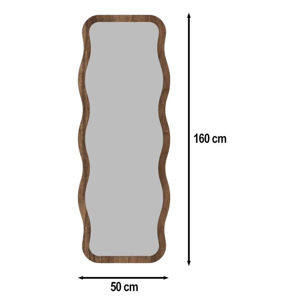 Bissone, Specchio Forma Rettangolare, 50x160h cm Marrone Rovere Scuro