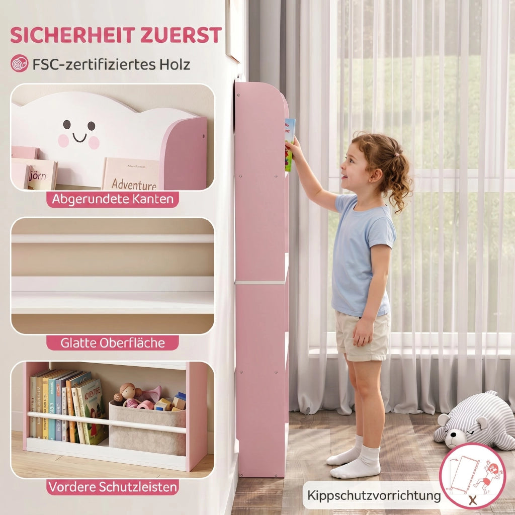 Libreria per bambini a 4 ripiani ¨C Xylo ¨C rosa 80x30x19