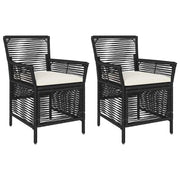 Sedia da giardino con cuscino 2 pz | Sedie da Esterno Nero e Crema polyrattan