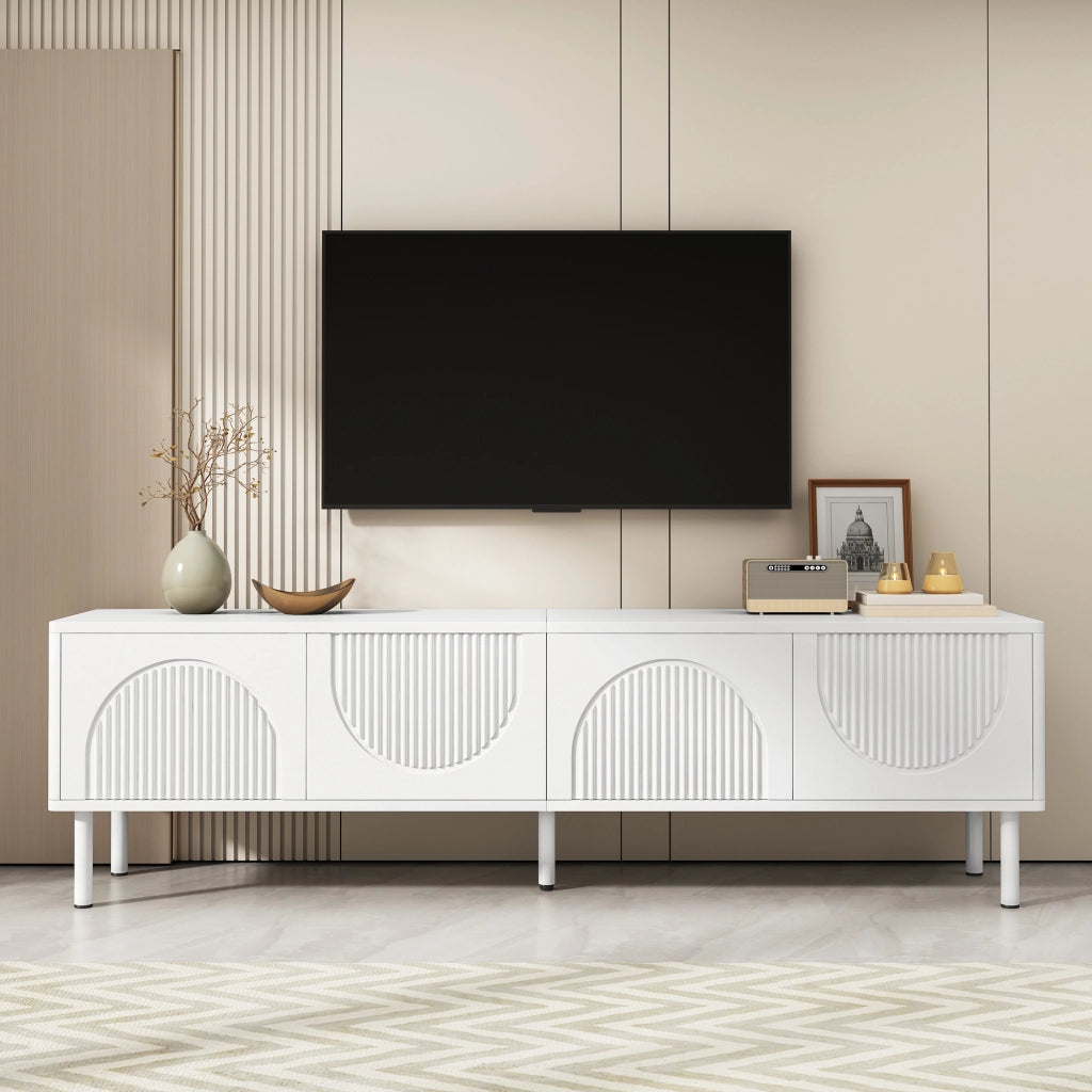 Cassettiera per TV bianca in MDF e truciolato 180 cm