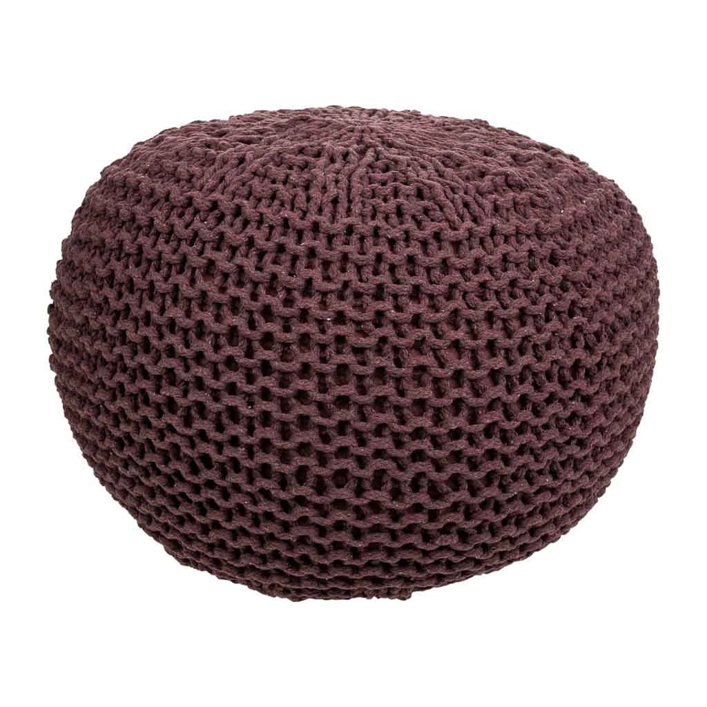 Puf in cotone intrecciato marrone 40x40x30h
