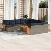 Set Divani da Giardino 13 pz con Cuscini Grigio in Polyrattan 3228273