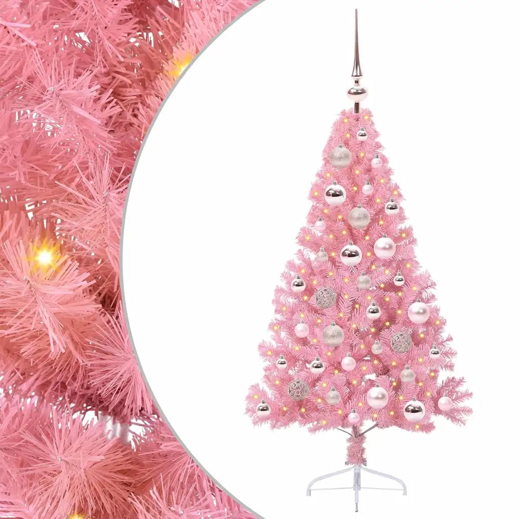 Albero di Natale artificiale con luci integrate Rosa 120 cm PVC 3397052