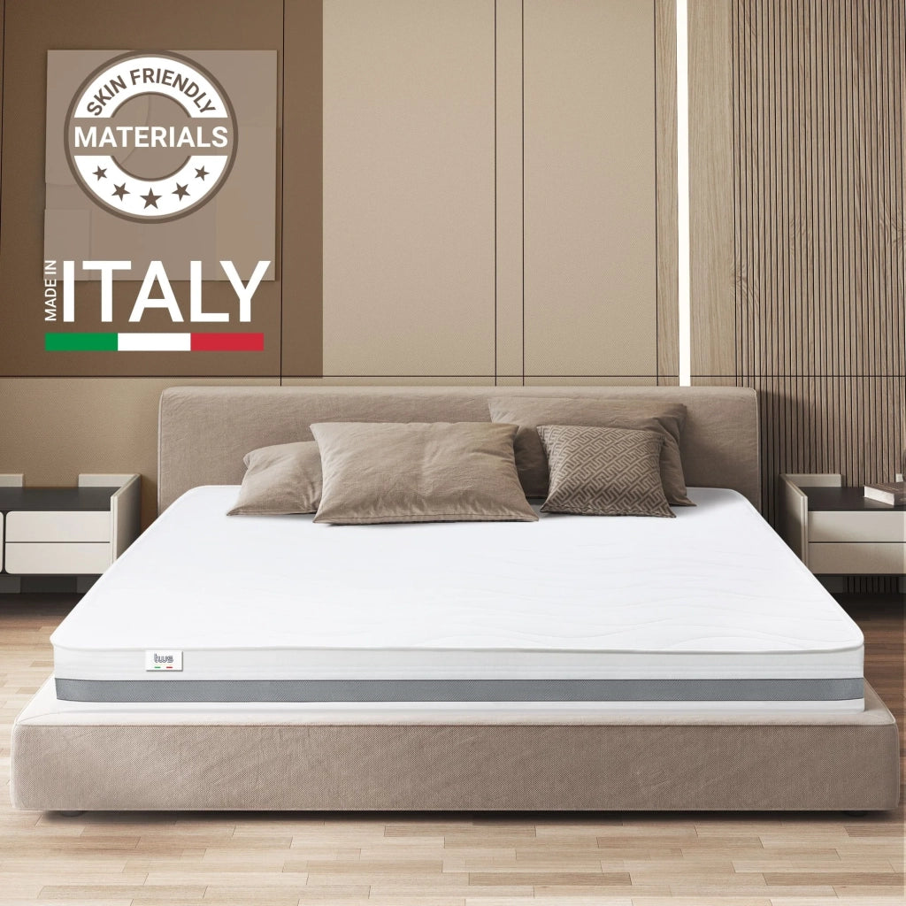 Materasso a molle Insacchettate e Memory singolo 80x190 altezza 20 cm |Medio Rigido , Automodellante, Ortopedico | Rivestimento Anallergico e Traspirante
