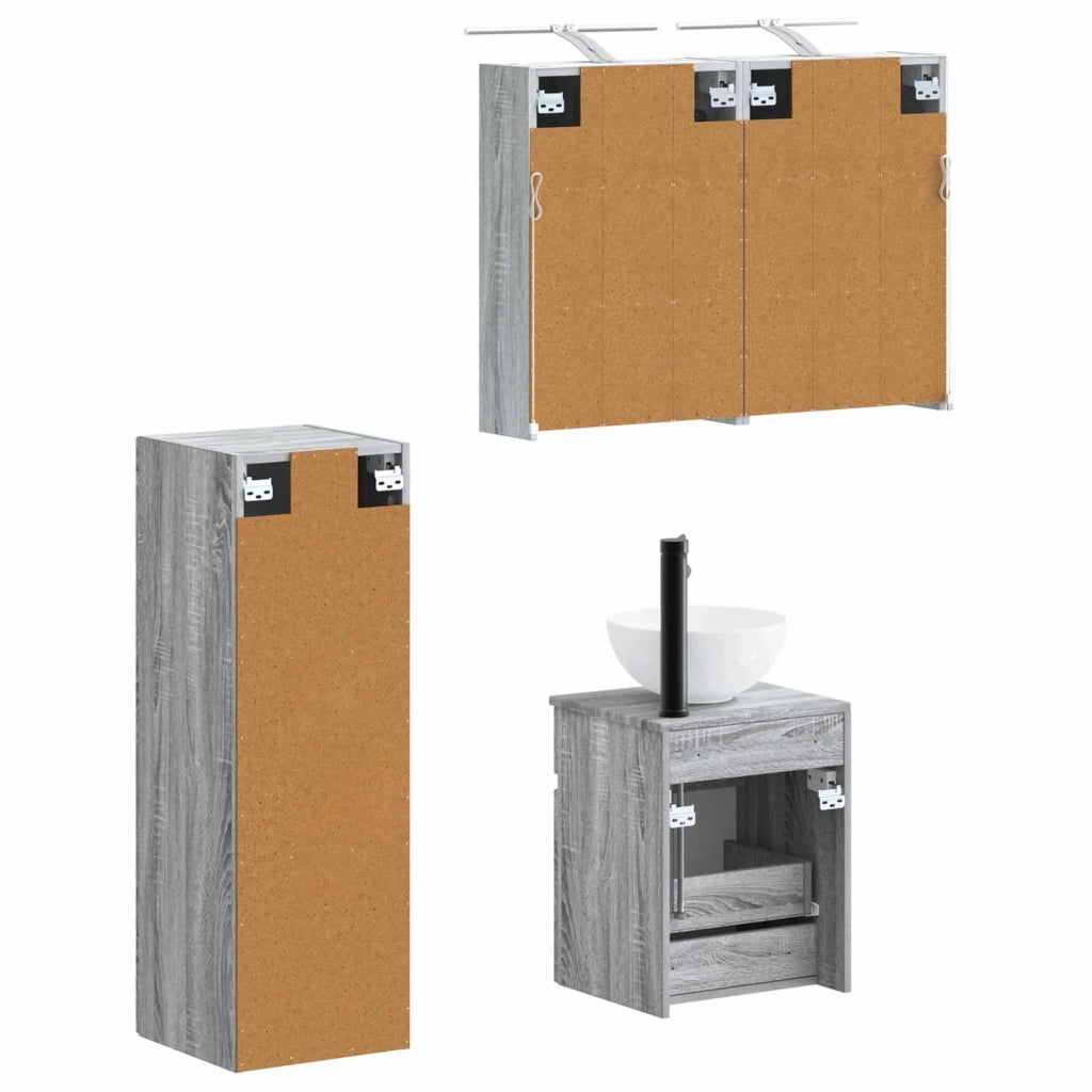 Set di mobili per il bagno 4 pz Sonoma grigio 3407468